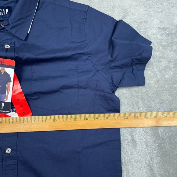 Gap Mens Navy Short Sleeve Poplin Shirt Size M Classic Fit a0706 - Picture 7 of 8